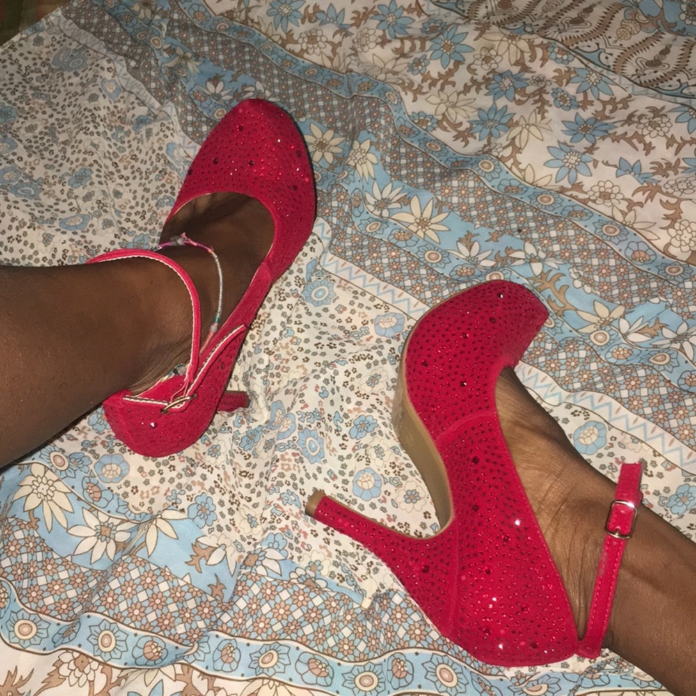 Velvet Red Diamond Shoes